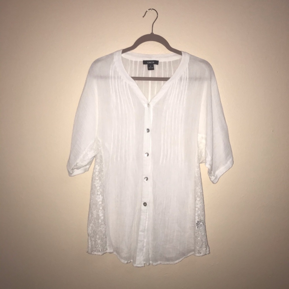 ⚡️Kaktus Long White Shirt Top Lace Details Size S